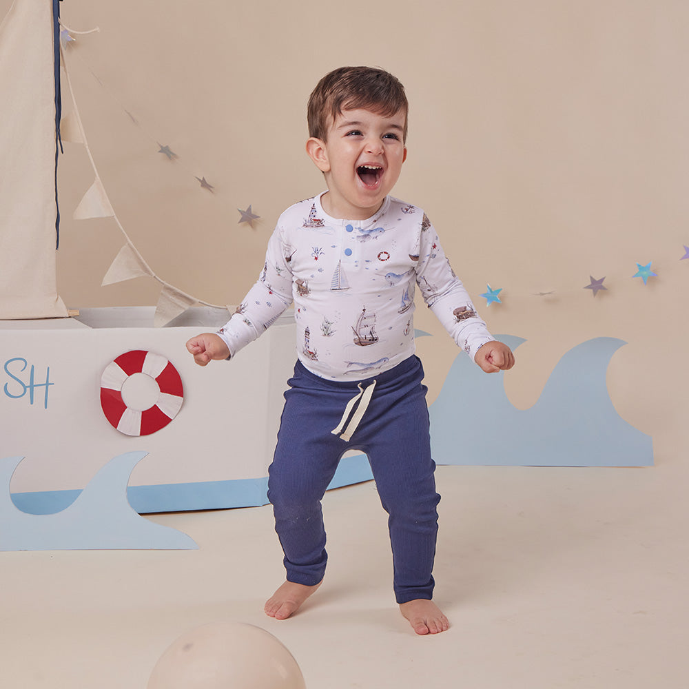 Snuggle Hunny Set Sail Long Sleeve Organic Bodysuit