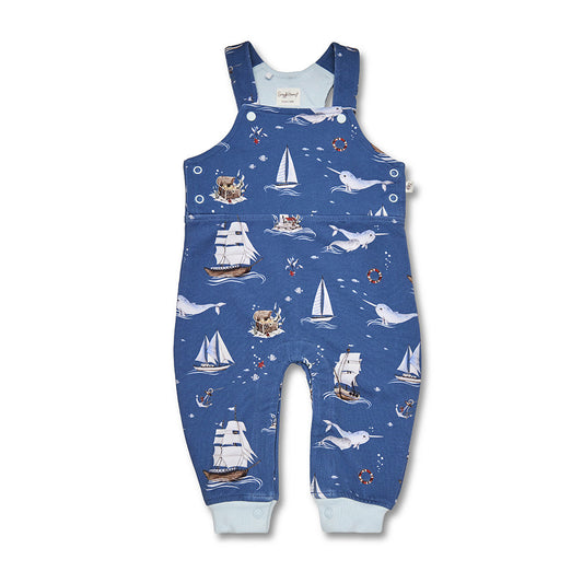 Snuggle Hunny Set Sail Organic Snuggle Overalls - flatlay front