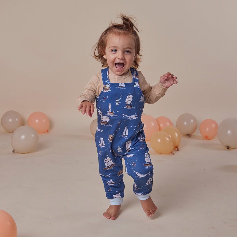 Snuggle Hunny Set Sail Organic Snuggle Overalls - lifestyle