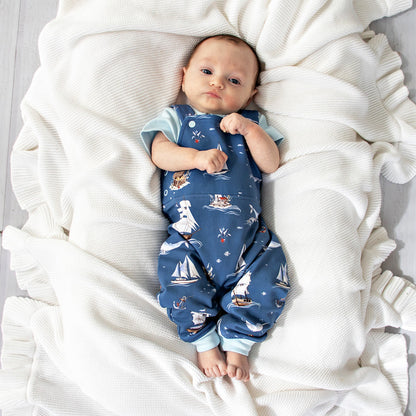 Snuggle Hunny Set Sail Organic Snuggle Overalls