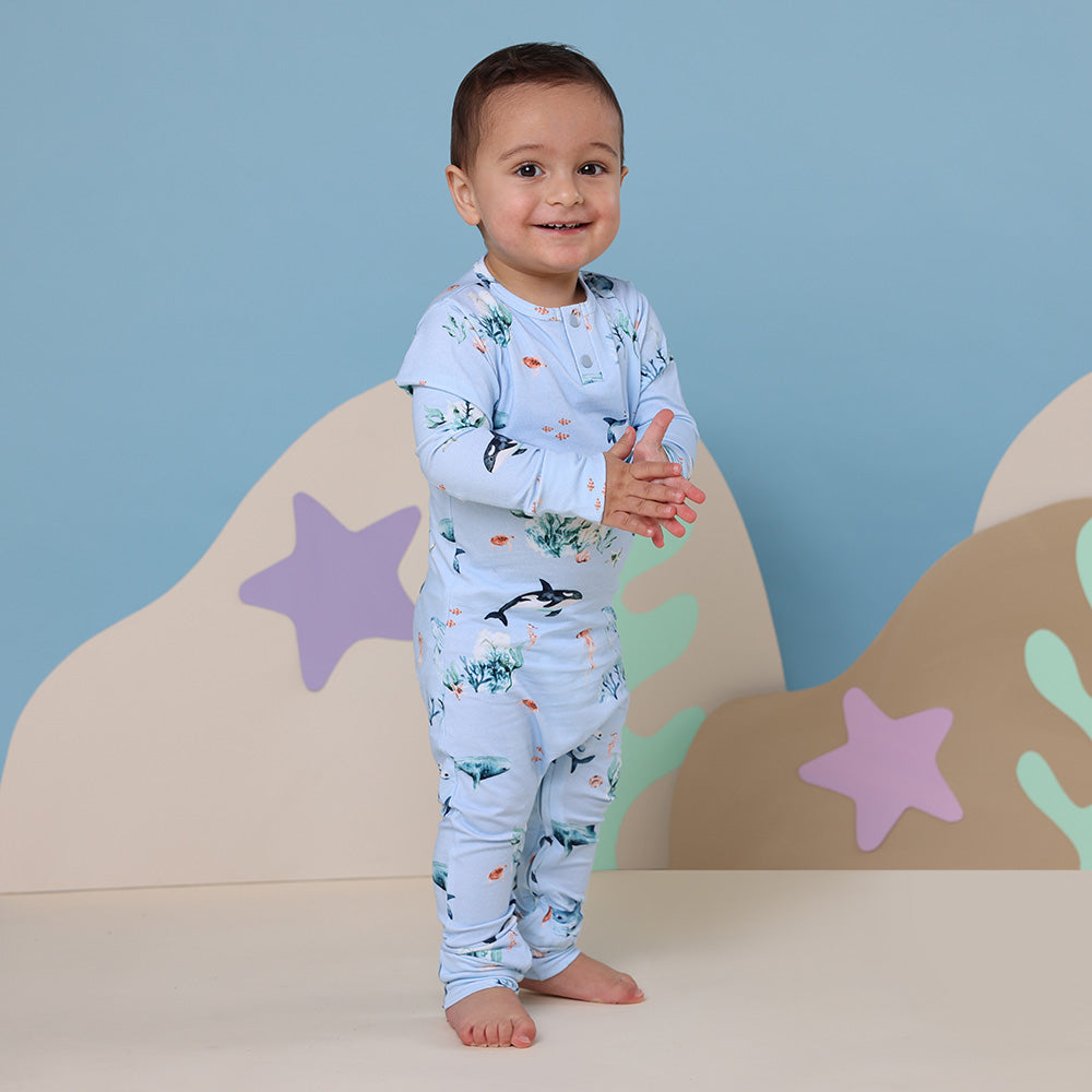 Snuggle Hunny Blue Ocean Organic Growsuit