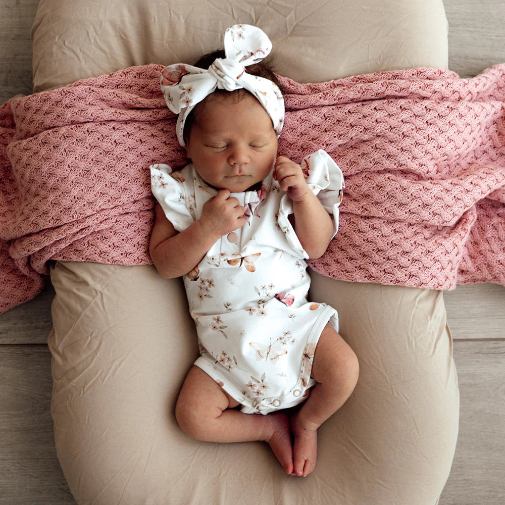 Snuggle Hunny - Butterfly Short Sleeve Organic Bodysuit with Frill