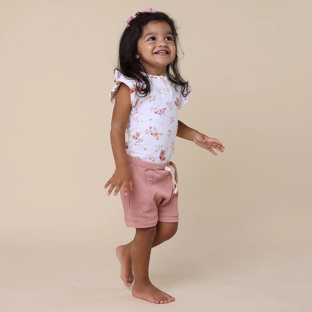 Snuggle Hunny - Butterfly Short Sleeve Organic Bodysuit with Frill