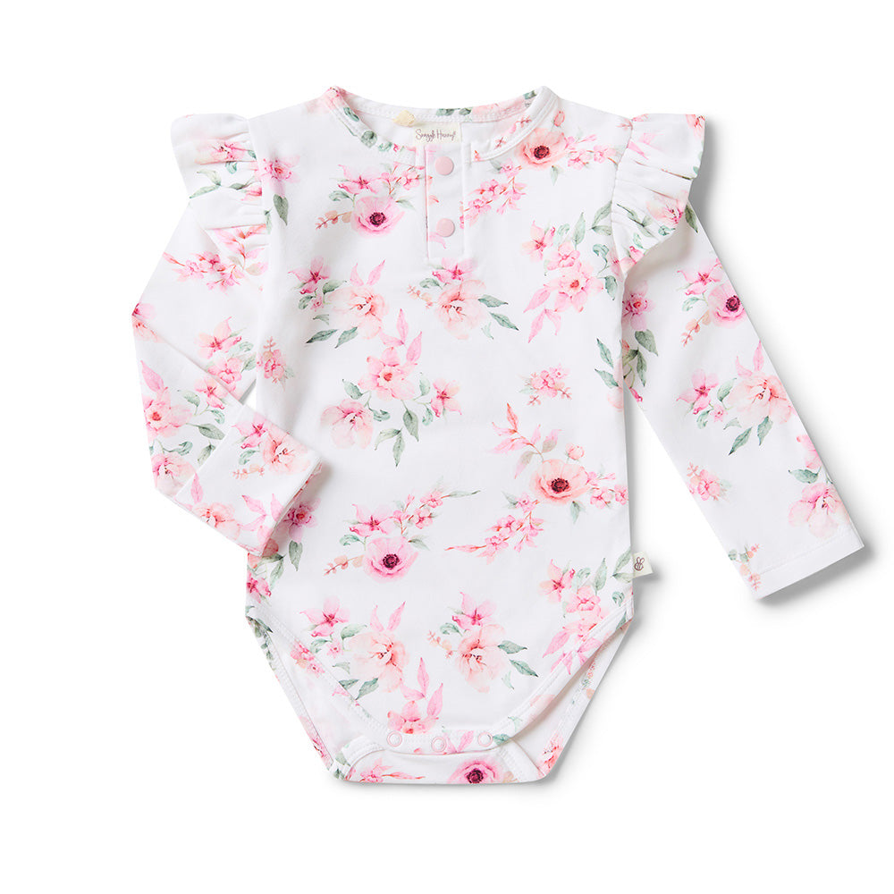 Snuggle Hunny Camille Long Sleeve Organic Bodysuit with Frill