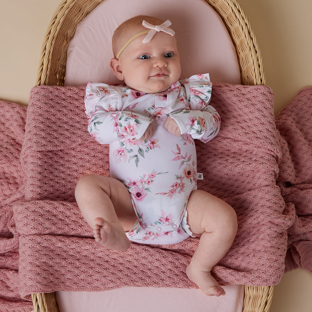 Snuggle Hunny Camille Long Sleeve Organic Bodysuit with Frill