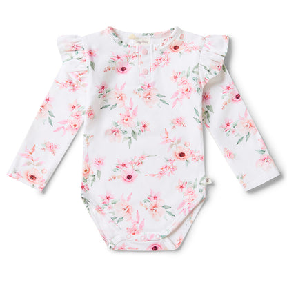 Snuggle Hunny Camille Long Sleeve Organic Bodysuit with Frill