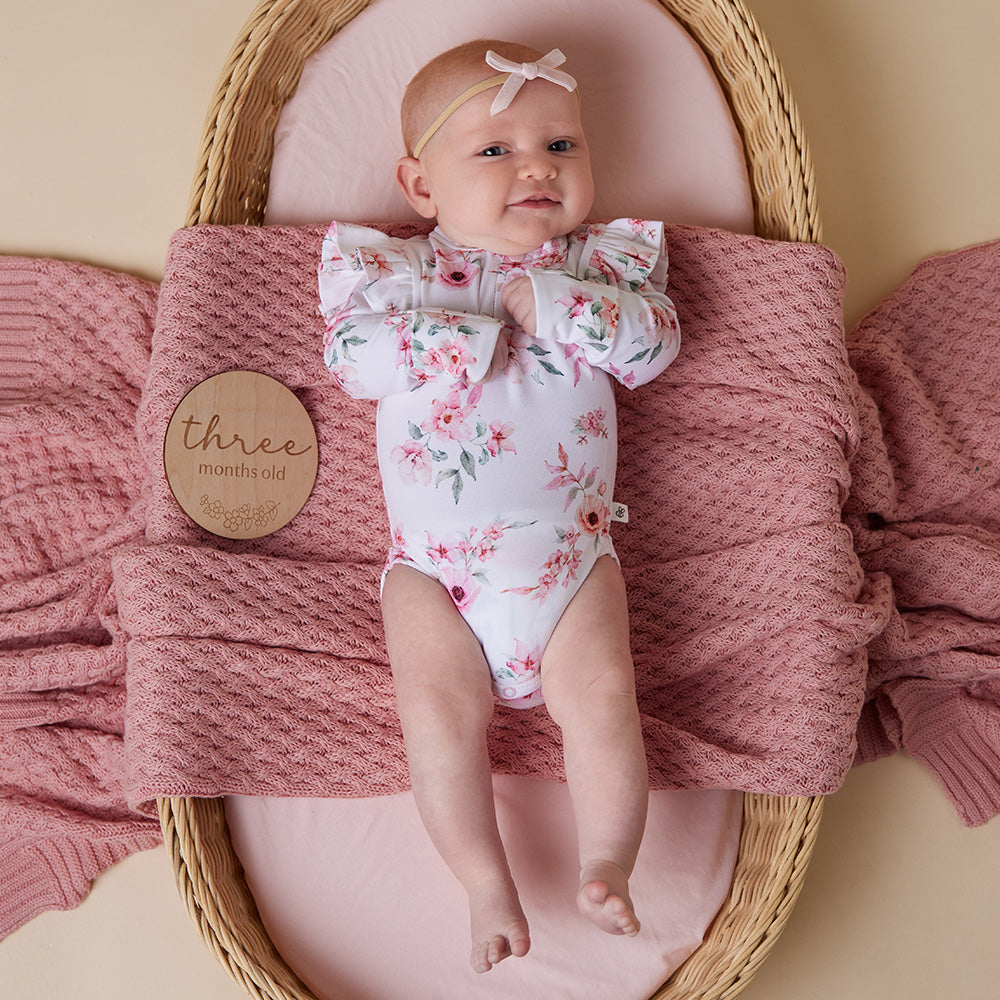 Snuggle Hunny Camille Long Sleeve Organic Bodysuit with Frill