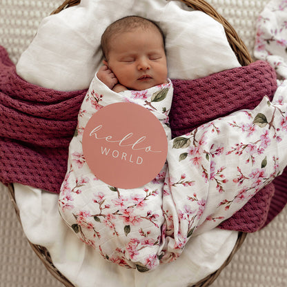 Snuggle Hunny Cherry Blossom organic muslin wrap detail