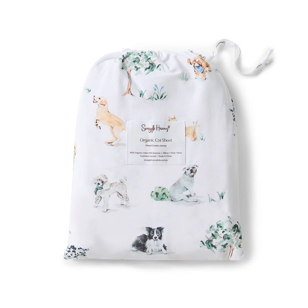 Snuggle Hunny - Dog Park Organic Fitted Cot Sheet