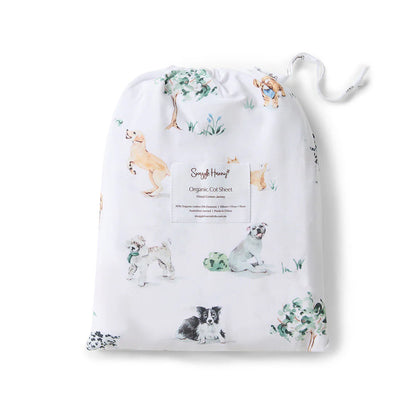 Snuggle Hunny - Dog Park Organic Fitted Cot Sheet
