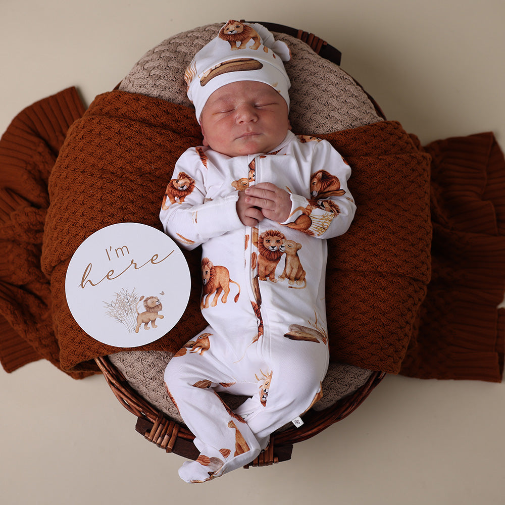 Snuggle Hunny - Lion Organic Snuggle Sleepsuit Zip Footie