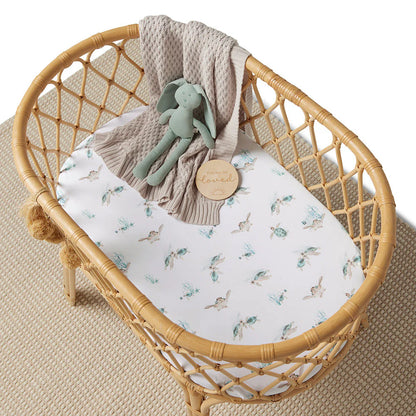 Snuggle Hunny - Turtle Organic Bassinet Sheet / Change Pad Cover