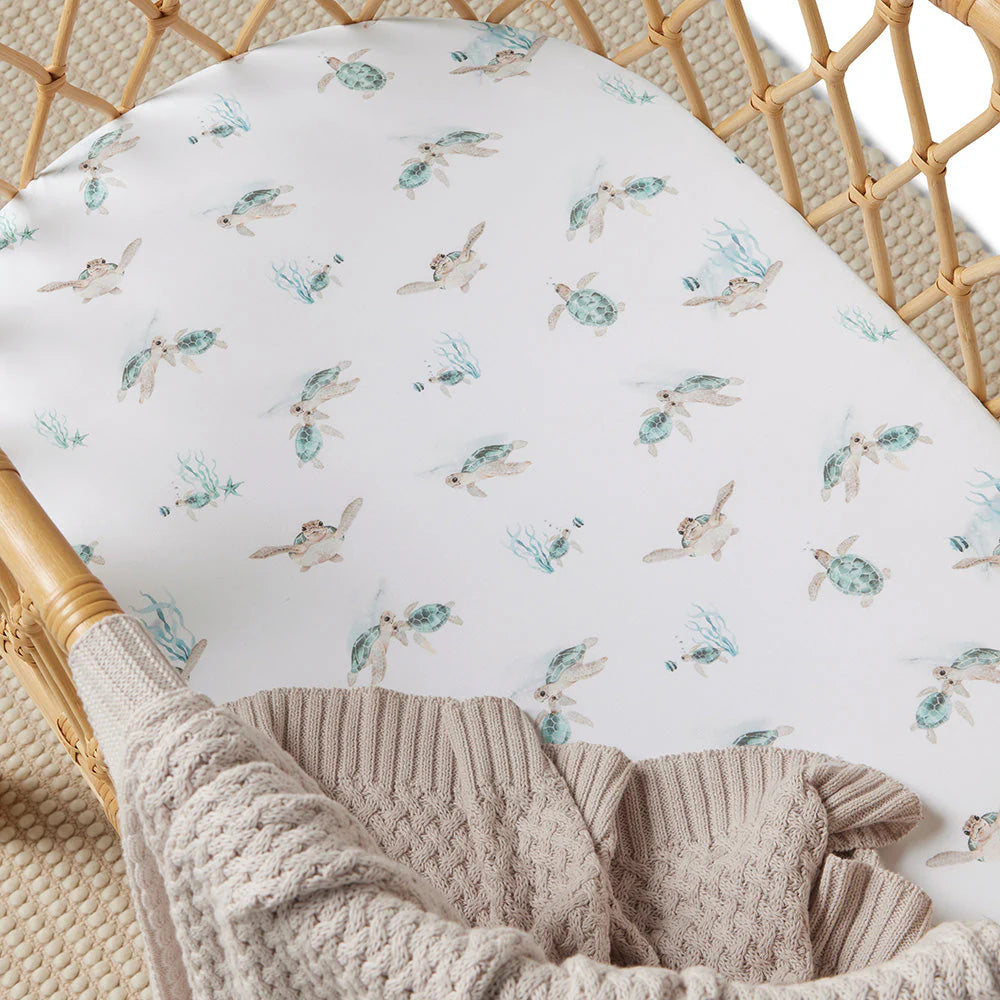 Snuggle Hunny - Turtle Organic Bassinet Sheet / Change Pad Cover