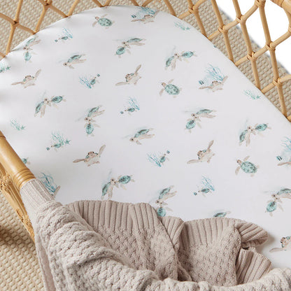 Snuggle Hunny - Turtle Organic Bassinet Sheet / Change Pad Cover