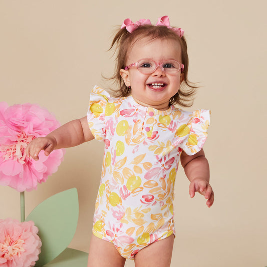 Snuggle Hunny - Sofia Short Sleeve Organic Bodysuit with Frill