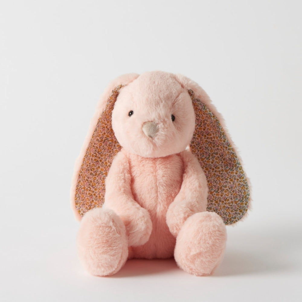Jiggle & Giggle Soft Toy Bunny Pastel Pink Peach Floral Ears Medium