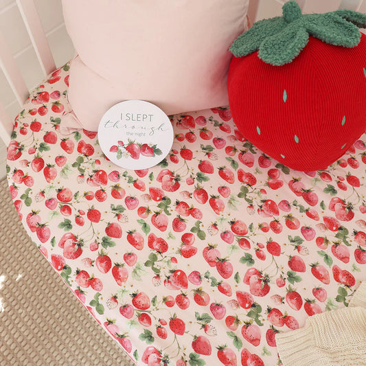 Strawberry Organic Fitted Cot Sheet
