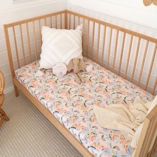 Snuggle Hunny - Summer Palm Organic Fitted Cot Sheet