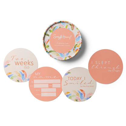 Snuggle Hunny - Summer Palm & Peach Reversible Milestone Cards