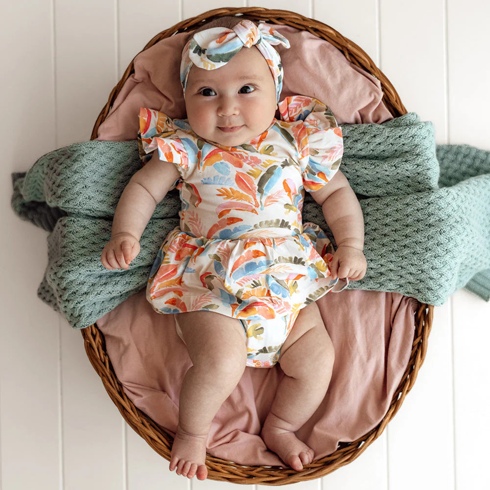 Snuggle Hunny - Summer Palm Short Sleeve Organic Dress