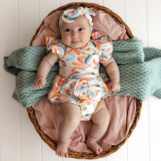 Snuggle Hunny - Summer Palm Short Sleeve Organic Dress