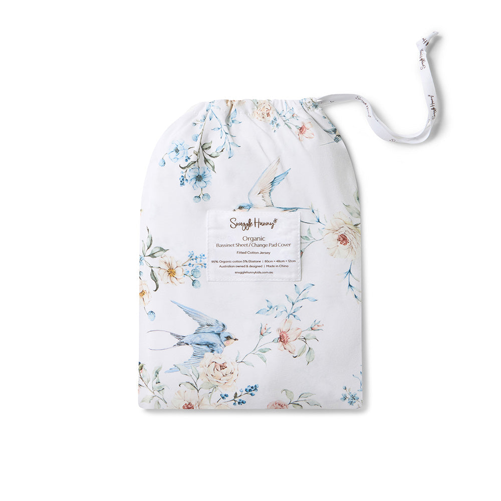 Snuggle Hunny Sweet Swallows Organic Bassinet Sheet / Change Pad Cover