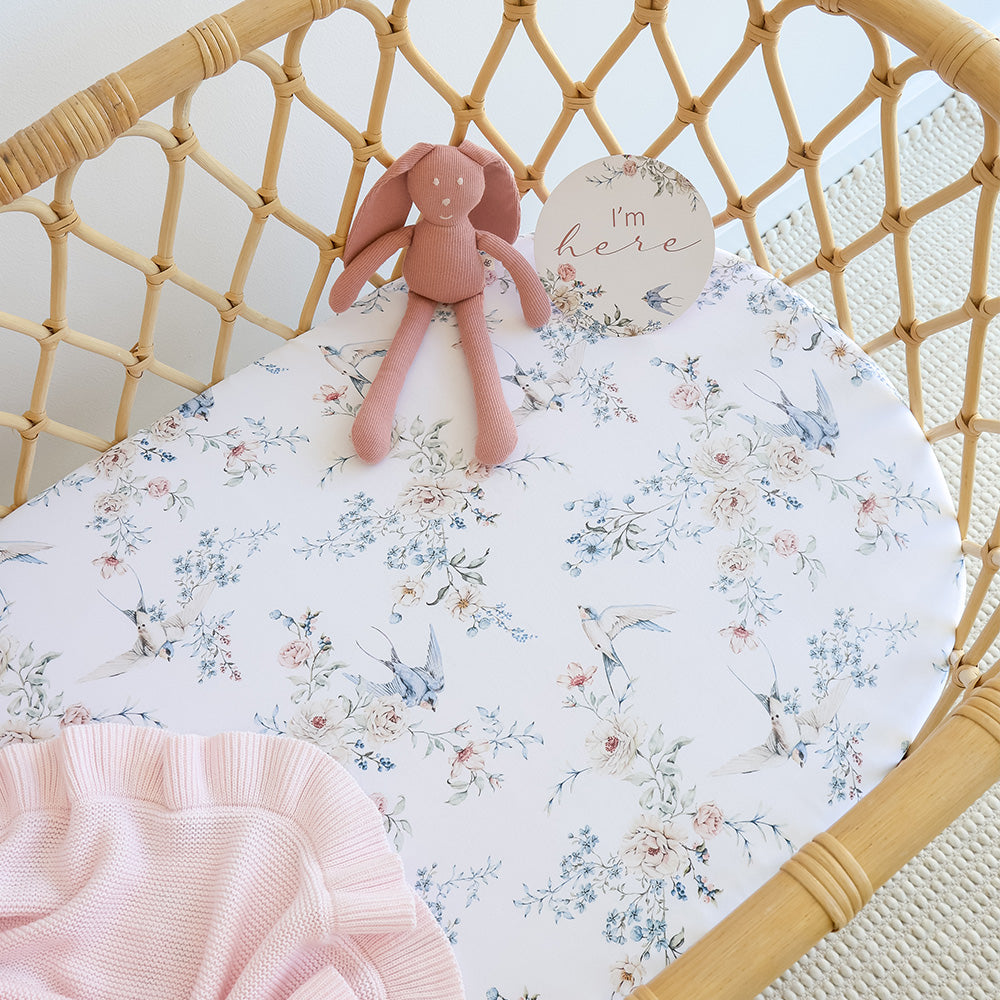 Snuggle Hunny Sweet Swallows Organic Bassinet Sheet / Change Pad Cover