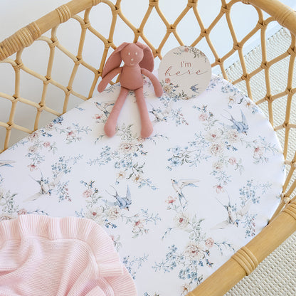 Snuggle Hunny Sweet Swallows Organic Bassinet Sheet / Change Pad Cover