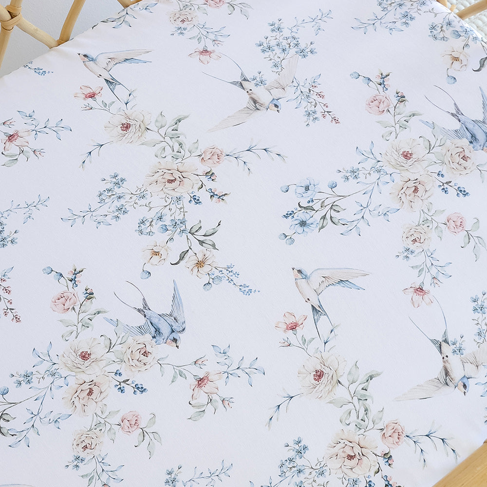 Snuggle Hunny Sweet Swallows Organic Bassinet Sheet / Change Pad Cover