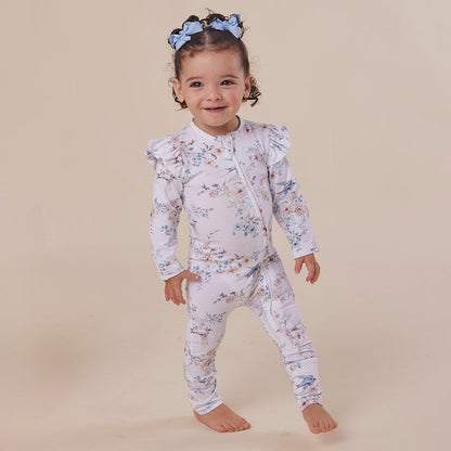 Snuggle Hunny Sweet Swallows Organic Snugglesuit Convertible Romper with Frill