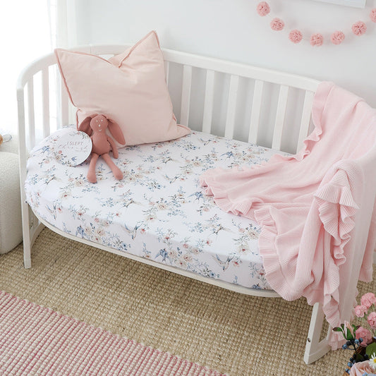 Snuggle Hunny - Sweet Swallows Organic Fitted Cot Sheet