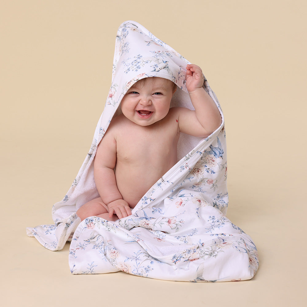 Snuggle Hunny Sweet Swallows Organic Hooded Baby Towel