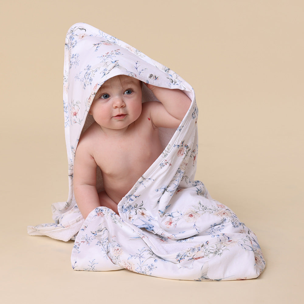 Snuggle Hunny Sweet Swallows Organic Hooded Baby Towel