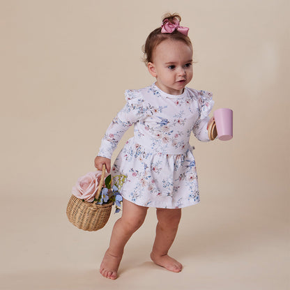 Snuggle Hunny Sweet Swallows Long Sleeve Organic Dress - detail