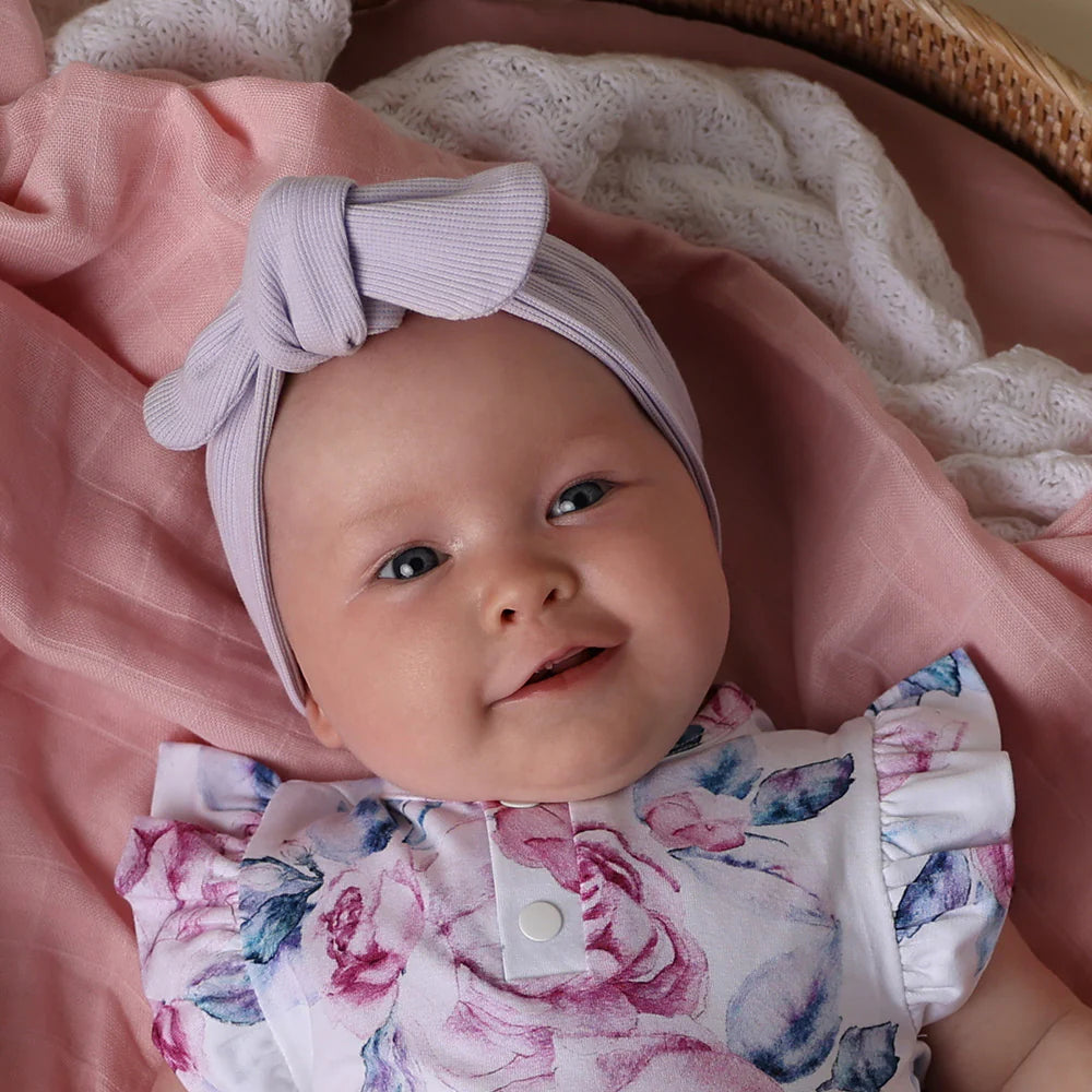 Snuggle Hunny - Lavender Ribbed Organic Topknot