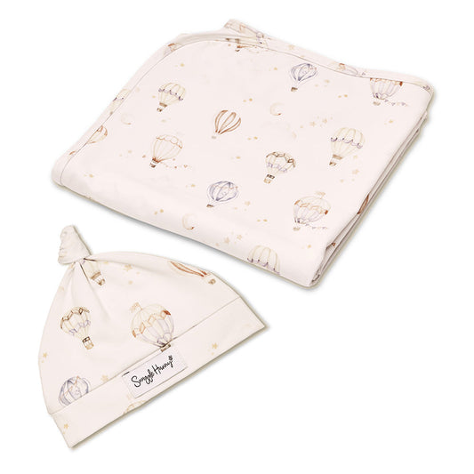 Up & Away Jersey Wrap & Beanie Set flatlay