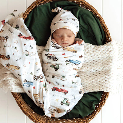 Snuggle Hunny - Vintage Cars Organic Muslin Wrap