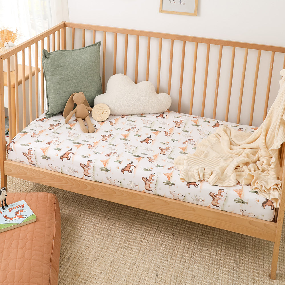 Wild Horses Organic Fitted Cot Sheet