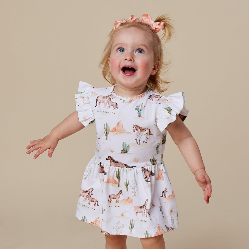 Wild Horses Short Sleeve Organic Dress