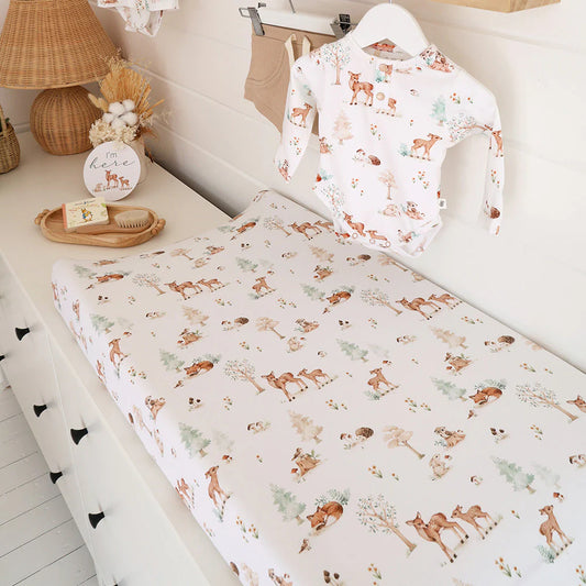 Snuggle Hunny - Woodland Tales Organic Bassinet Sheet / Change Pad Cover