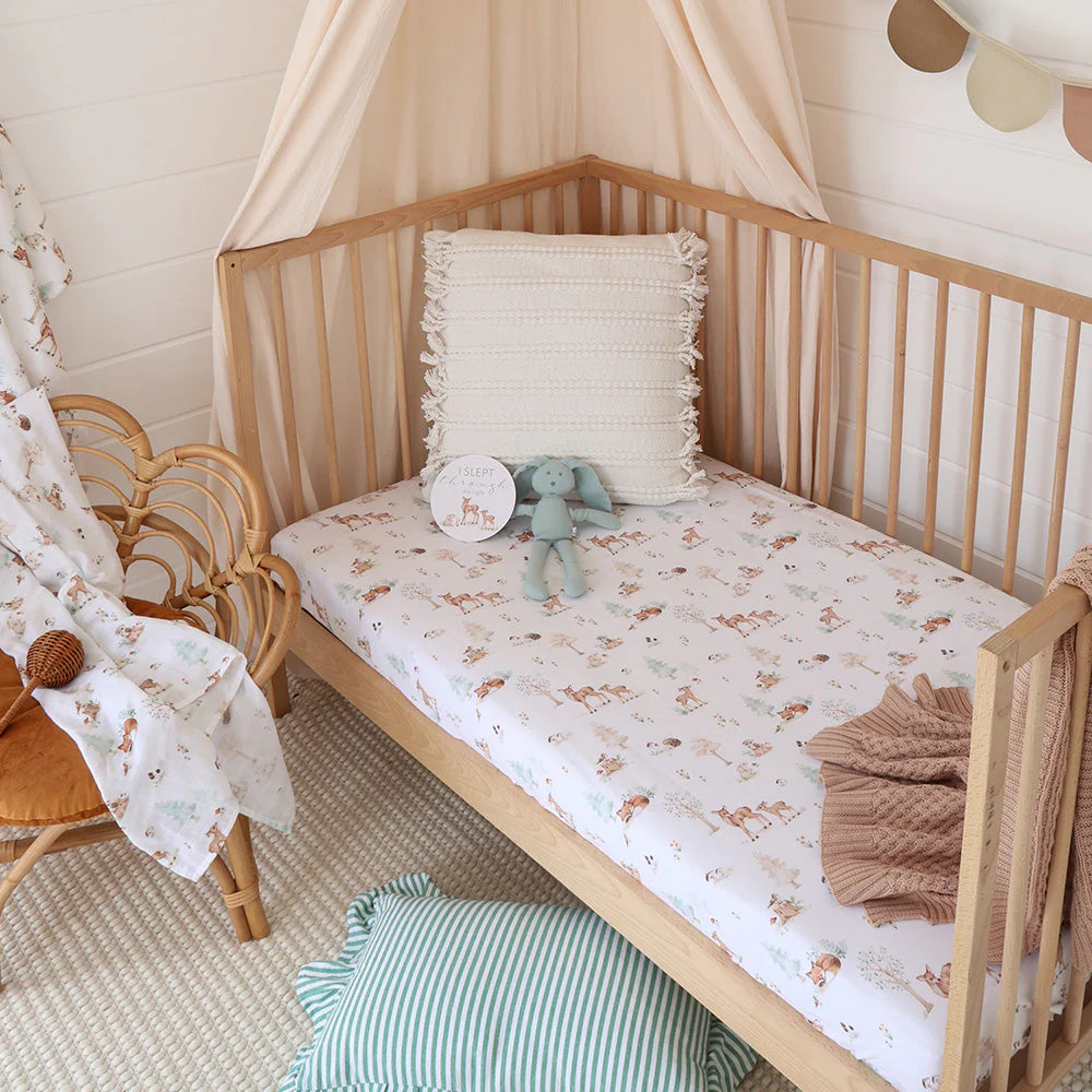 Snuggle Hunny - Woodland Tales Organic Fitted Cot Sheet