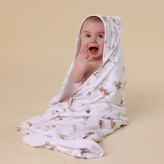 Snuggle Hunny - Woodland Tales Organic Hooded Baby Towel