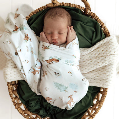 Snuggle Hunny - Woodland Tales Organic Jersey Wrap & Beanie Set