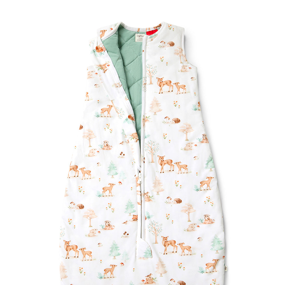 Woodland Tales Sleeping Bag flatlay unzip